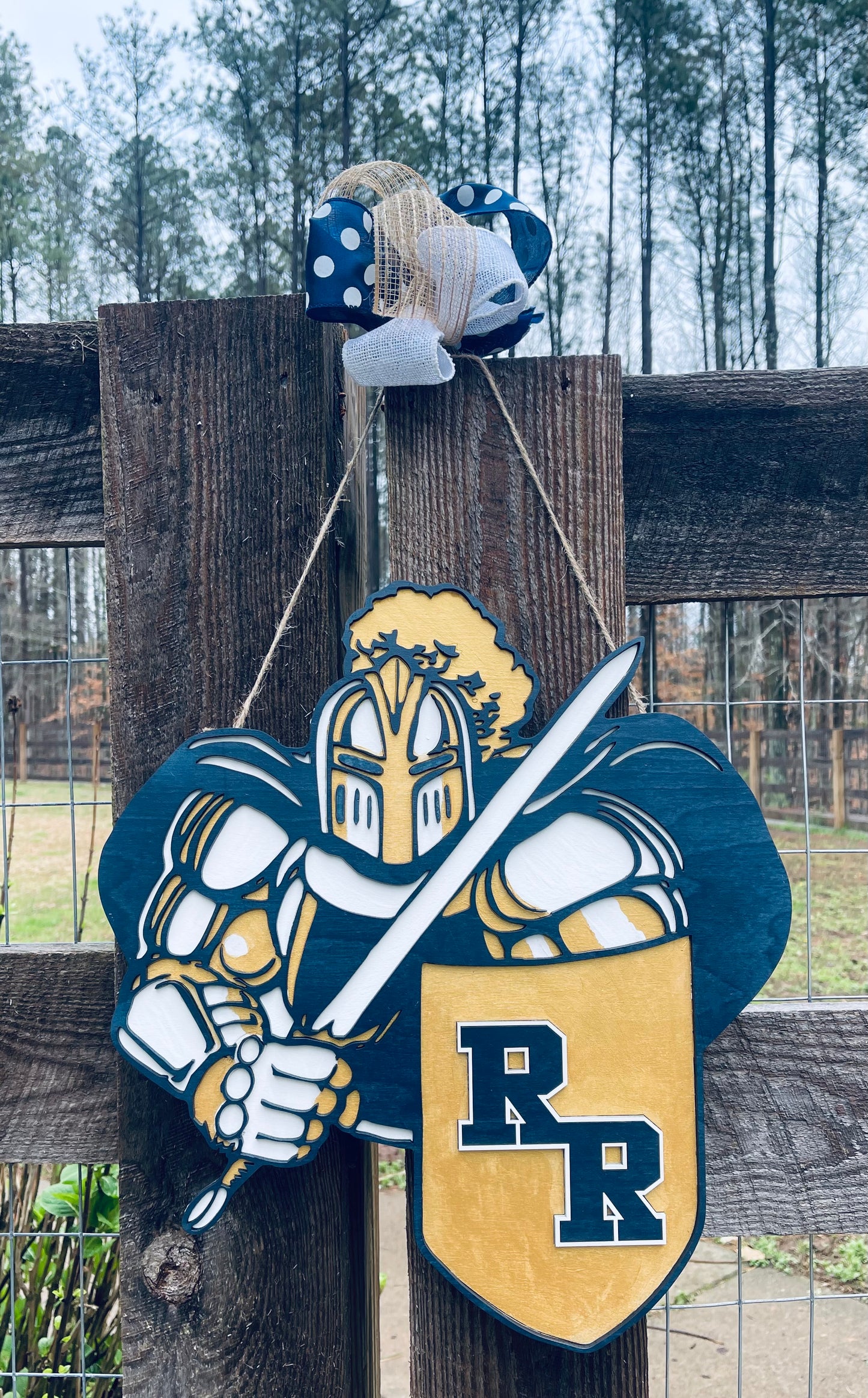 Knights, River Ridge, Door Hanger, Sign, Teacher Gift, Custom Painted Sign, Classroom Door Sign - Woodland Rustics