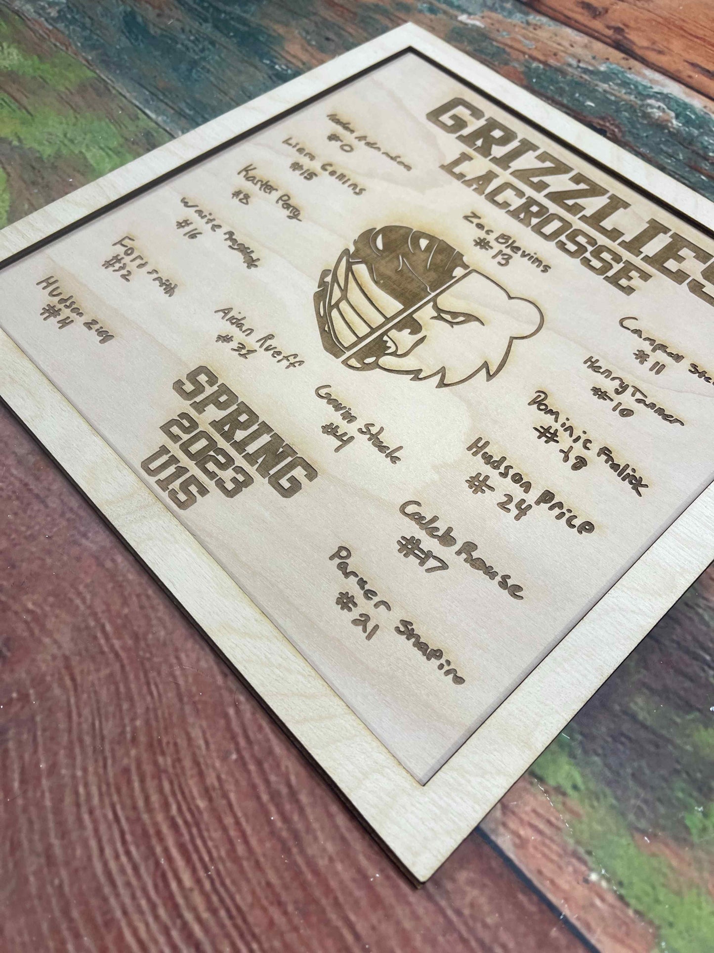 Lacrosse Sign, Lax, Grizzlies, Wooden Name Award, Youth Lax, Lacrosse Team Award, Personalized Team Gift, Bears, Custom - Woodland Rustics