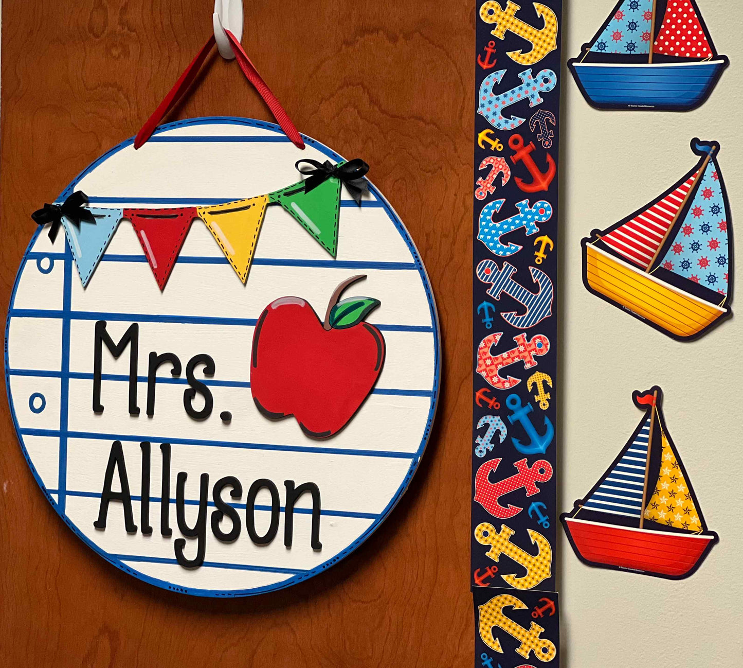 Teacher Door Hanger, Teacher Gift, Custom Painted Sign, Classroom Door Sign - Woodland Rustics