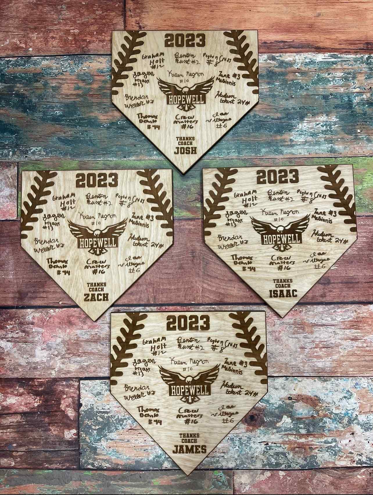 Baseball Sign, Home Plate, Wooden Name Award, Baseball Laces, Baseball Threads, Baseball Team Award, Personalized Team Gift - Woodland Rustics