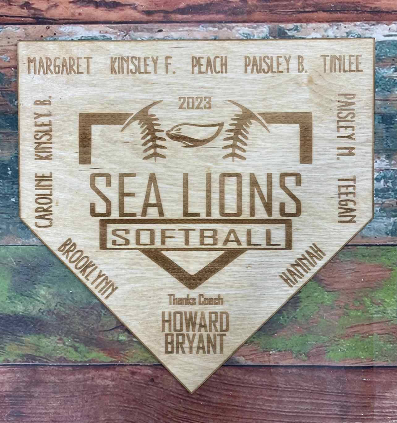 Softball Sign, Home Plate, Wooden Name Award, Softball Laces, Softball Threads, Softball Team Award, Personalized Team Gift, Custom Team - Woodland Rustics