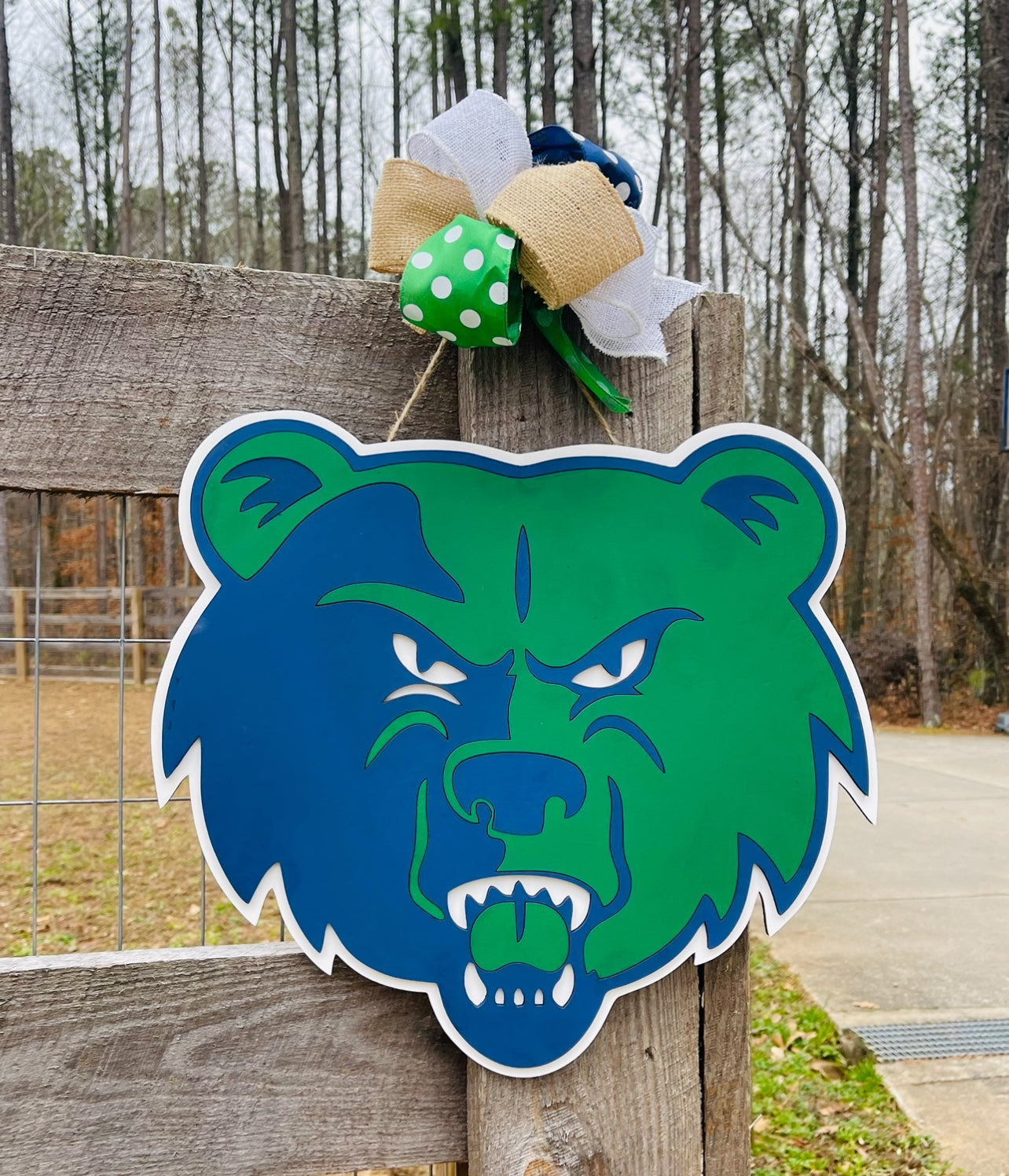 Grizzly Door Hanger, Sign, Teacher Gift, Custom Painted Sign, Classroom Door Sign - Woodland Rustics