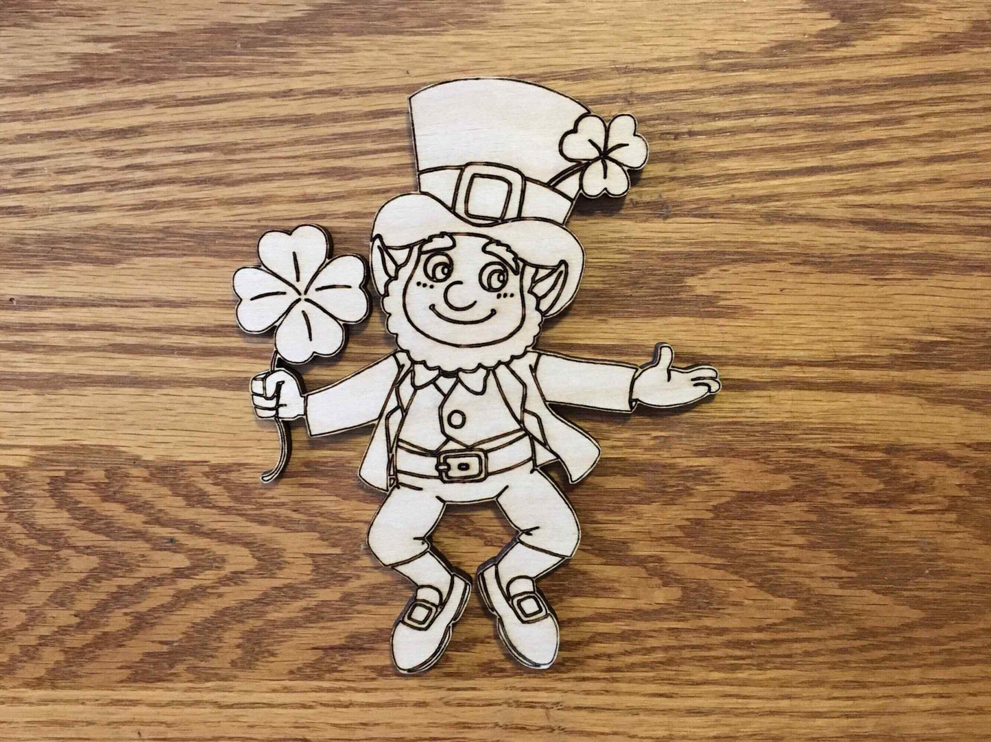 Highly Detailed Leprechaun, Wall - Door Hanger, Craft Cutout or Classroom Activity Piece - Woodland Rustics