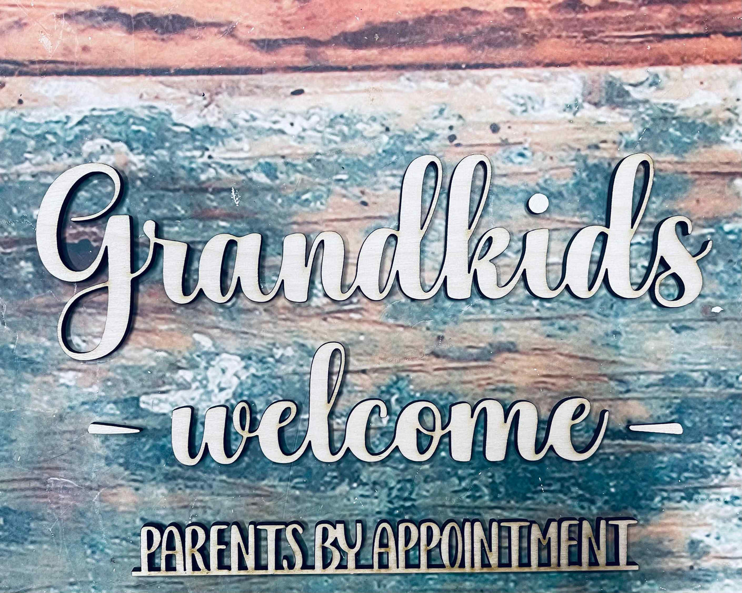 Grandkids Welcome Sign, Logo, Craft, Cutout - Woodland Rustics