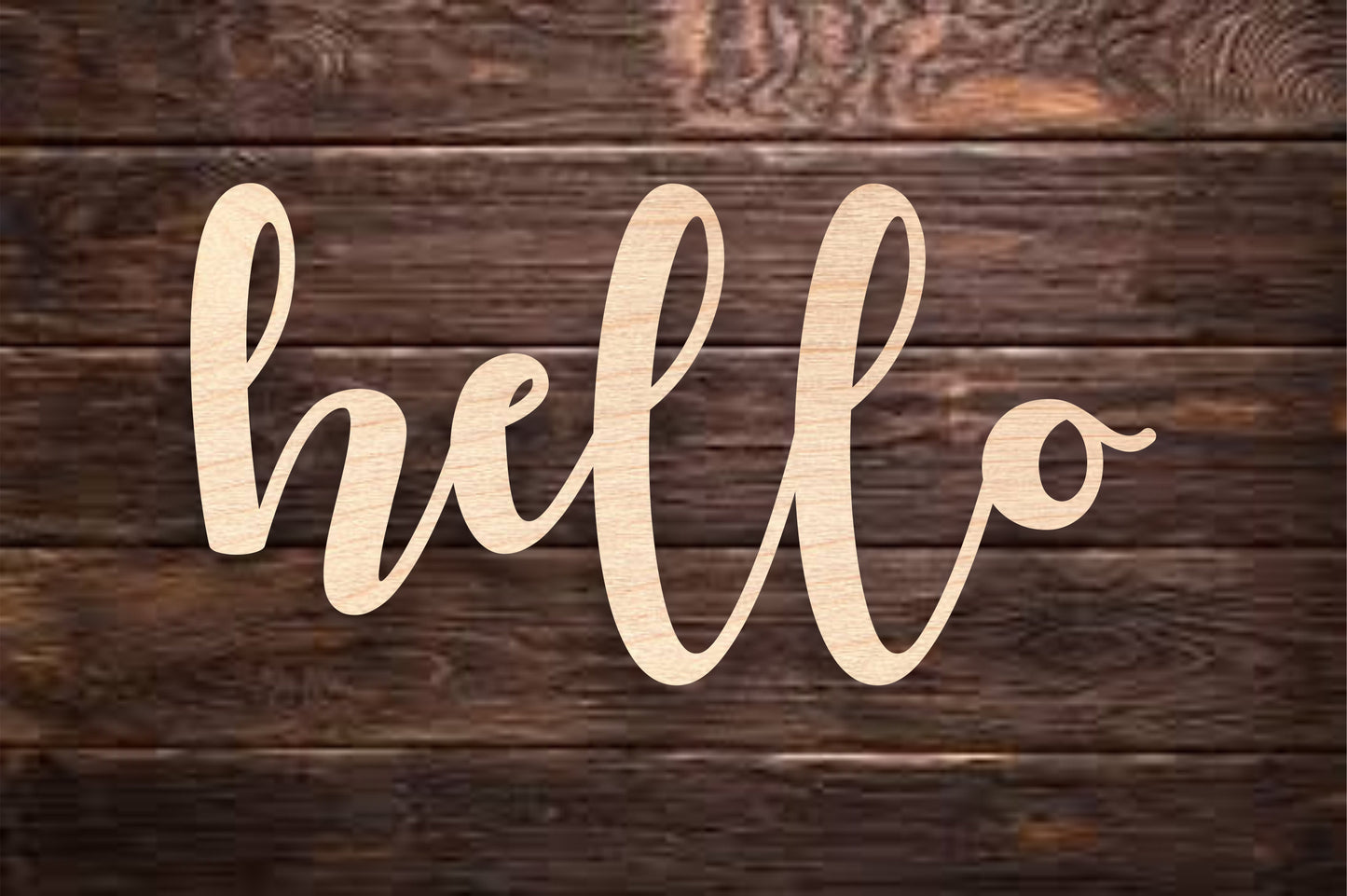 Hello Wall, Desk Sign, Wall hanger, Greeting, Craft, Cutout - Woodland Rustics