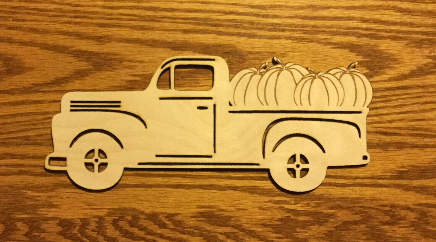 Vintage Pumpkin Truck Ornament, Sign, Craft, Cutout - Woodland Rustics