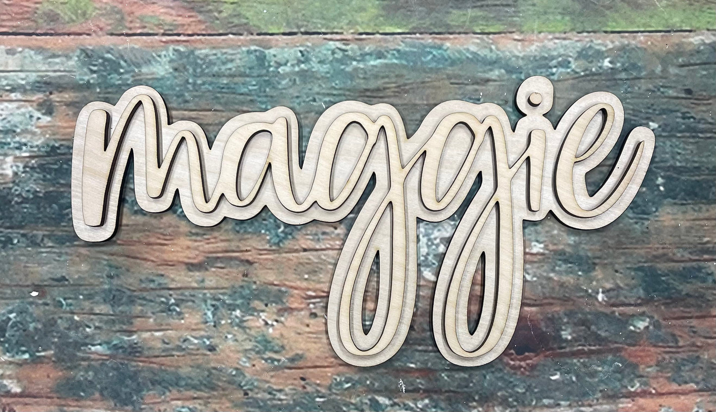 Custom Name Sign 3D, Create YourOwn, Name Cut Out, Cutout - Measured By Length - Woodland Rustics
