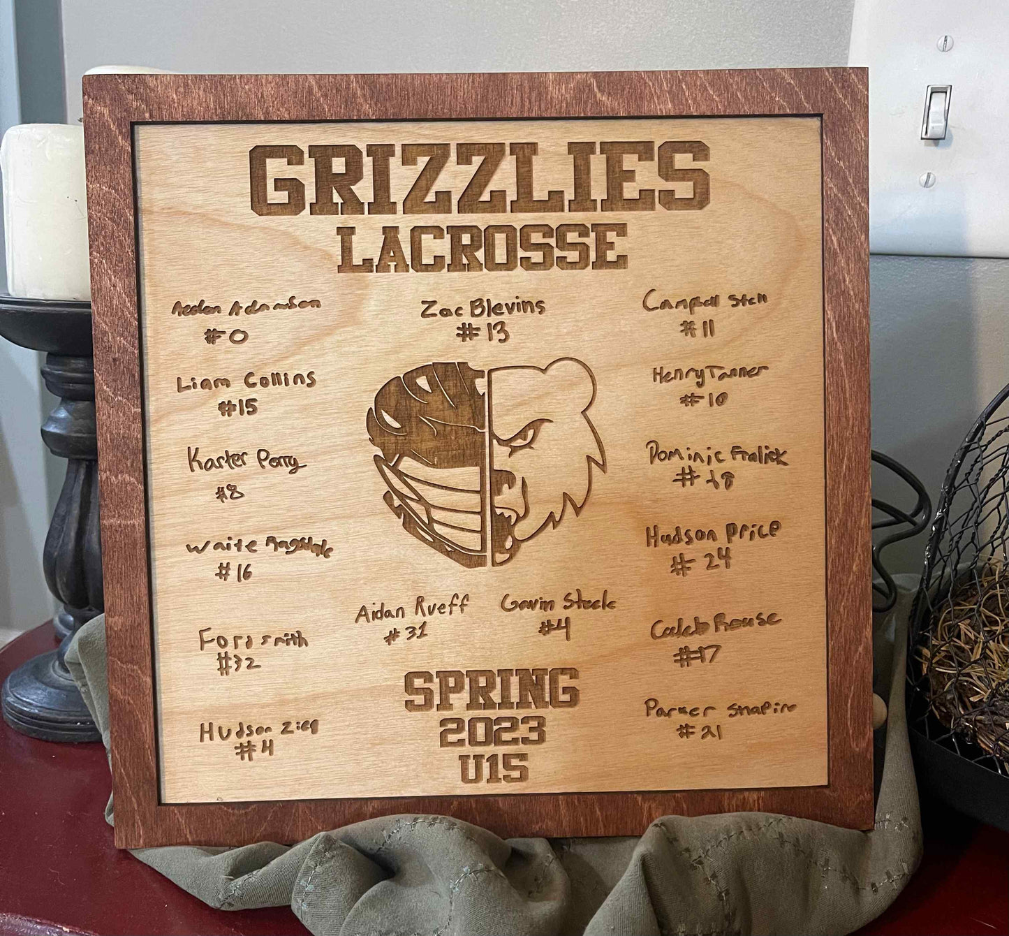 Lacrosse Sign, Lax, Grizzlies, Wooden Name Award, Youth Lax, Lacrosse Team Award, Personalized Team Gift, Bears, Custom