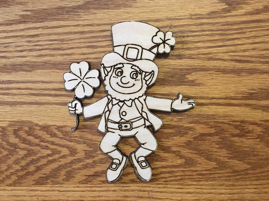 Highly Detailed Leprechaun, Wall - Door Hanger, Craft Cutout or Classroom Activity Piece