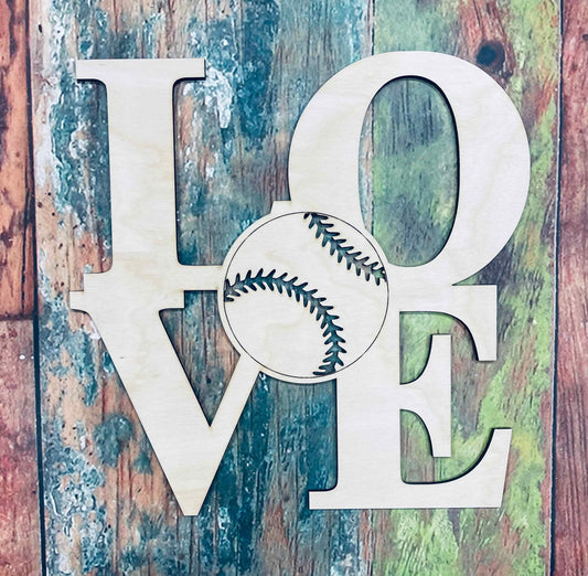 Love Baseball - Softball, Sign, Wall - Door Hanger or Cutout