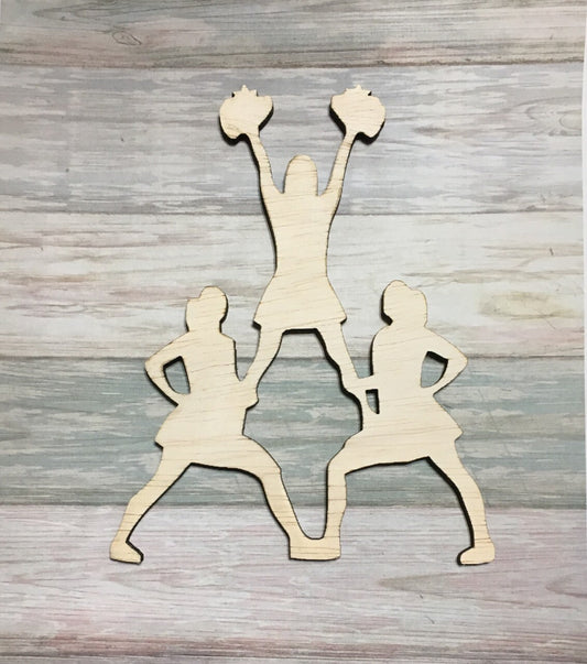 Cheerleader Stack Sign, Wall - Door Hanger or Cutout - Woodland Rustics