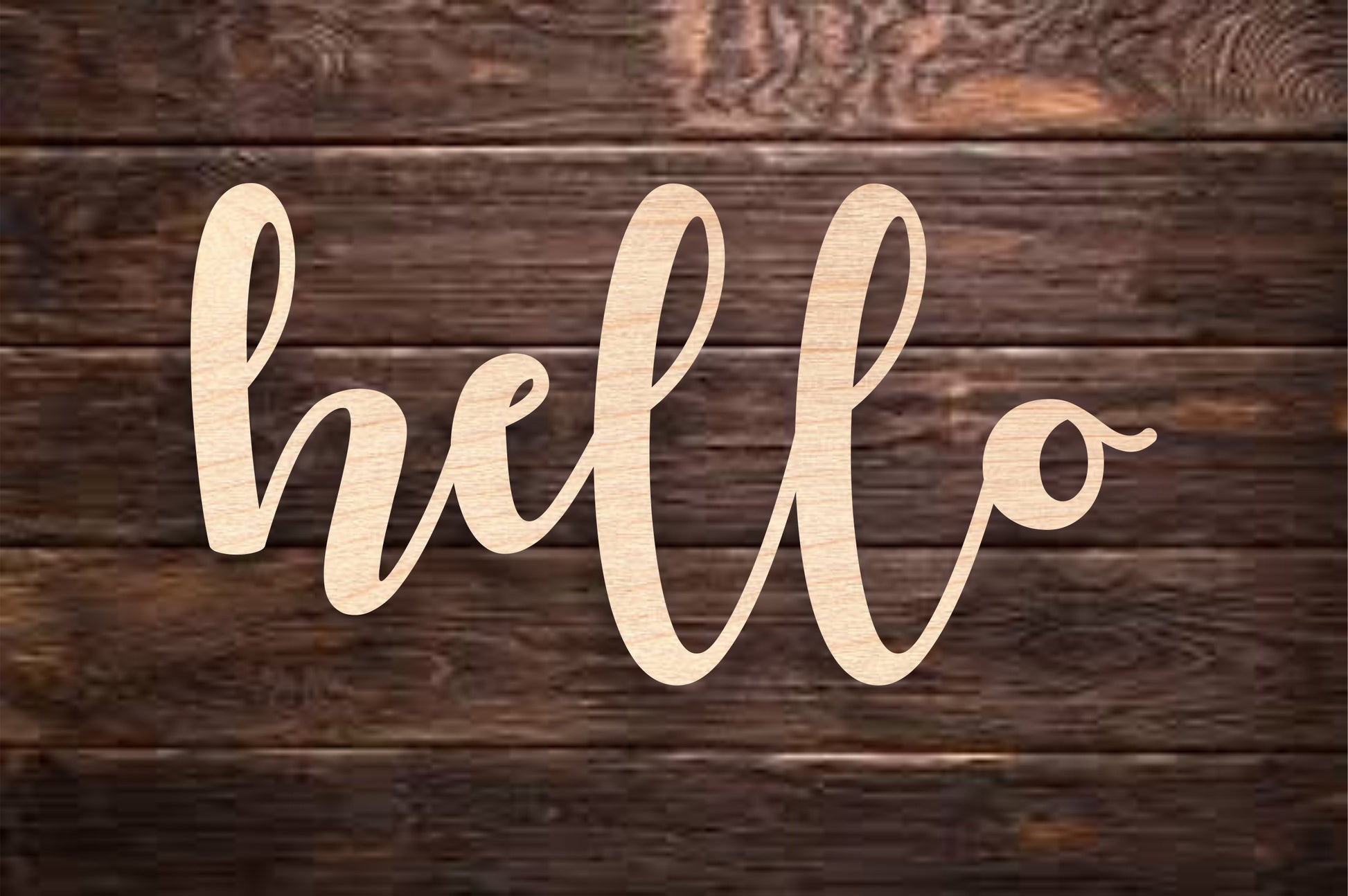 Hello Wall, Desk Sign, Wall hanger, Greeting, Craft, Cutout - Woodland Rustics