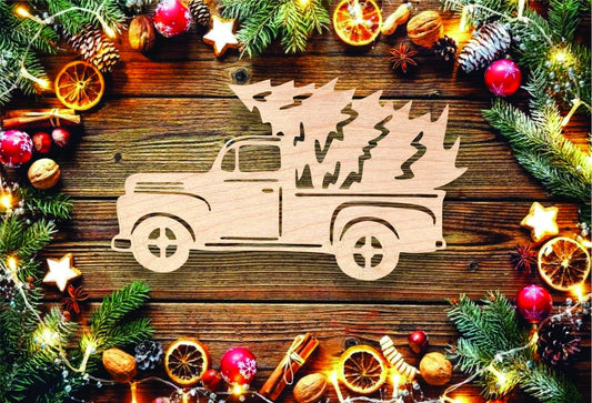 Christmas Vintage Tree Truck Ornament, Sign, Craft, Cutout - Woodland Rustics