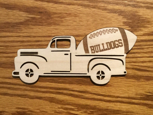 Vintage, Old Truck, Bulldogs Football, Ornament, Sign, Craft, Cutout - Woodland Rustics