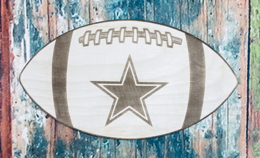 Star Logo, Football, Wall - Door Hanger or Cutout - Woodland Rustics