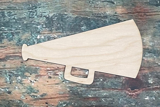 Cheerleader Megaphone Sign, Wall - Door Hanger or Cutout - Blank - Woodland Rustics