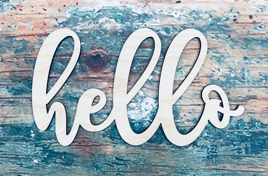 Hello, Hello Wall, Hello Desk Sign, Wall hanger, Greeting, Craft, Cutout - Woodland Rustics