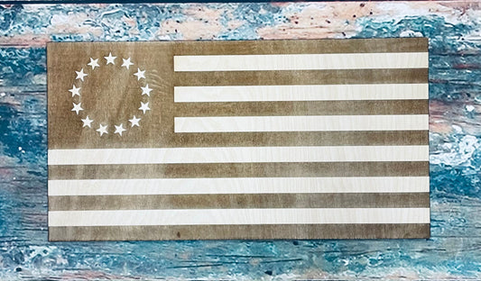 Betsy Ross (1777-1795) USA American Flag Patriotic Ornament, Sign, Craft, Cutout - Woodland Rustics