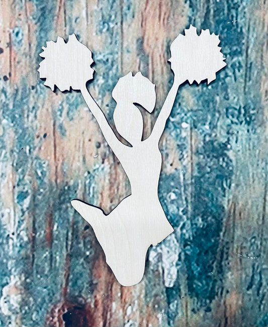 Cheerleader Jump Sign, Wall - Door Hanger or Cutout - Woodland Rustics