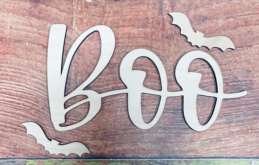 Boo, Bats, Halloween, Spooky Craft, Wall - Door Hanger or Cutout - Woodland Rustics