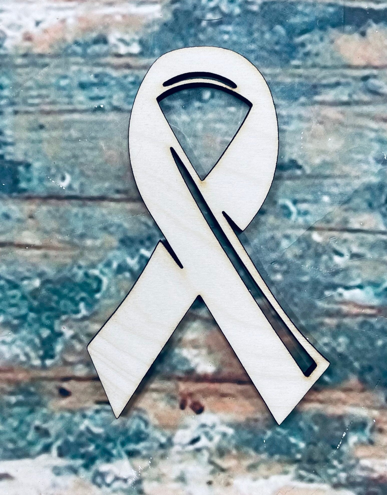 Breast Cancer Ribbon, Ornament, Sign, Craft, Cutout - Woodland Rustics
