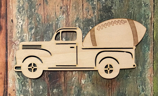 Blank Vintage Football Truck, Add Your Logo, Wall - Door Hanger or Cutout - Woodland Rustics