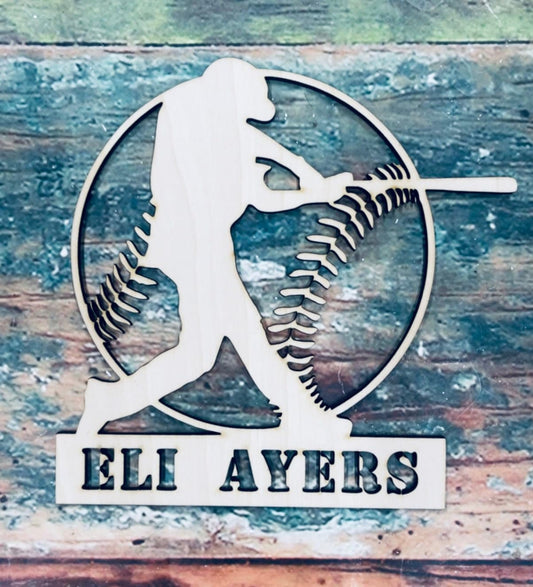 Baseball Player, Baseball Silhouette, Customized, Wall, Door Hanger, Personalized - Woodland Rustics